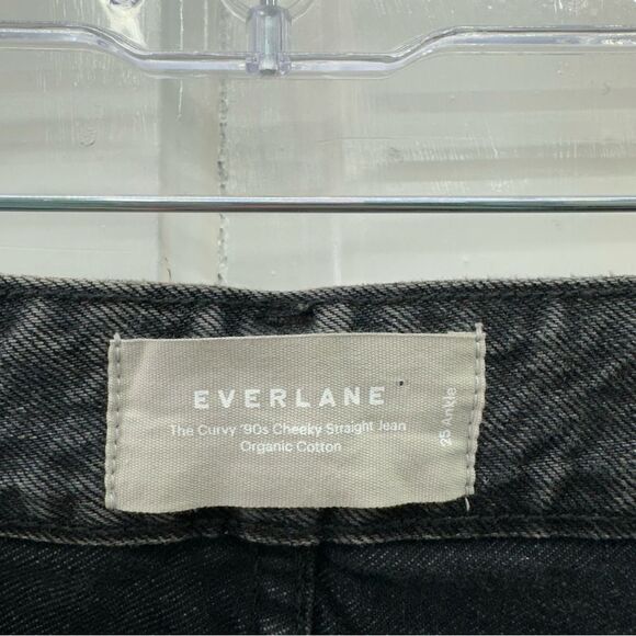 Everlane curvy 90's cheeky straight ankle button fly black jeans women's 25 - Picture 6 of 8